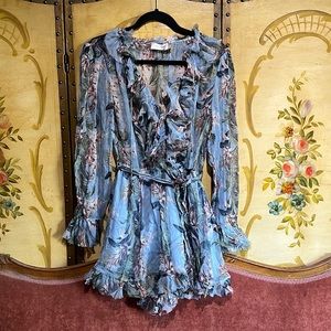 💫Zimmerman Silk Blue Floral Print Winsome Playsuit Romper